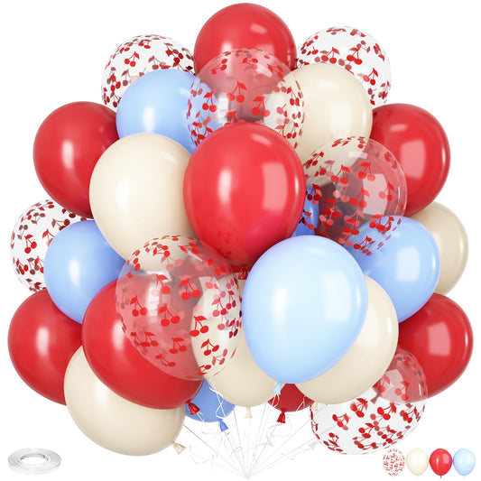 Vibzox cherry-print clear 12-inch balloons for festive summer dΓ©cor
