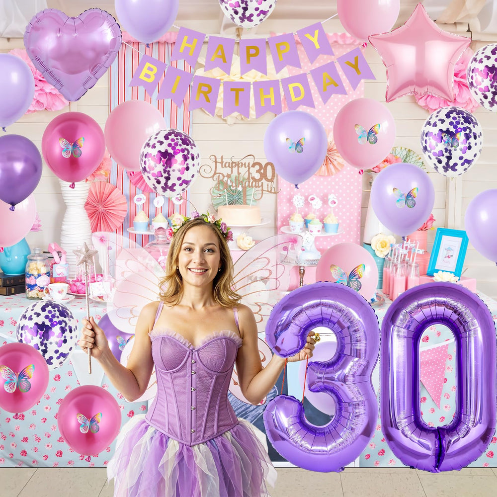 Vibzox 32in purple number balloon 30 creates bold milestone display