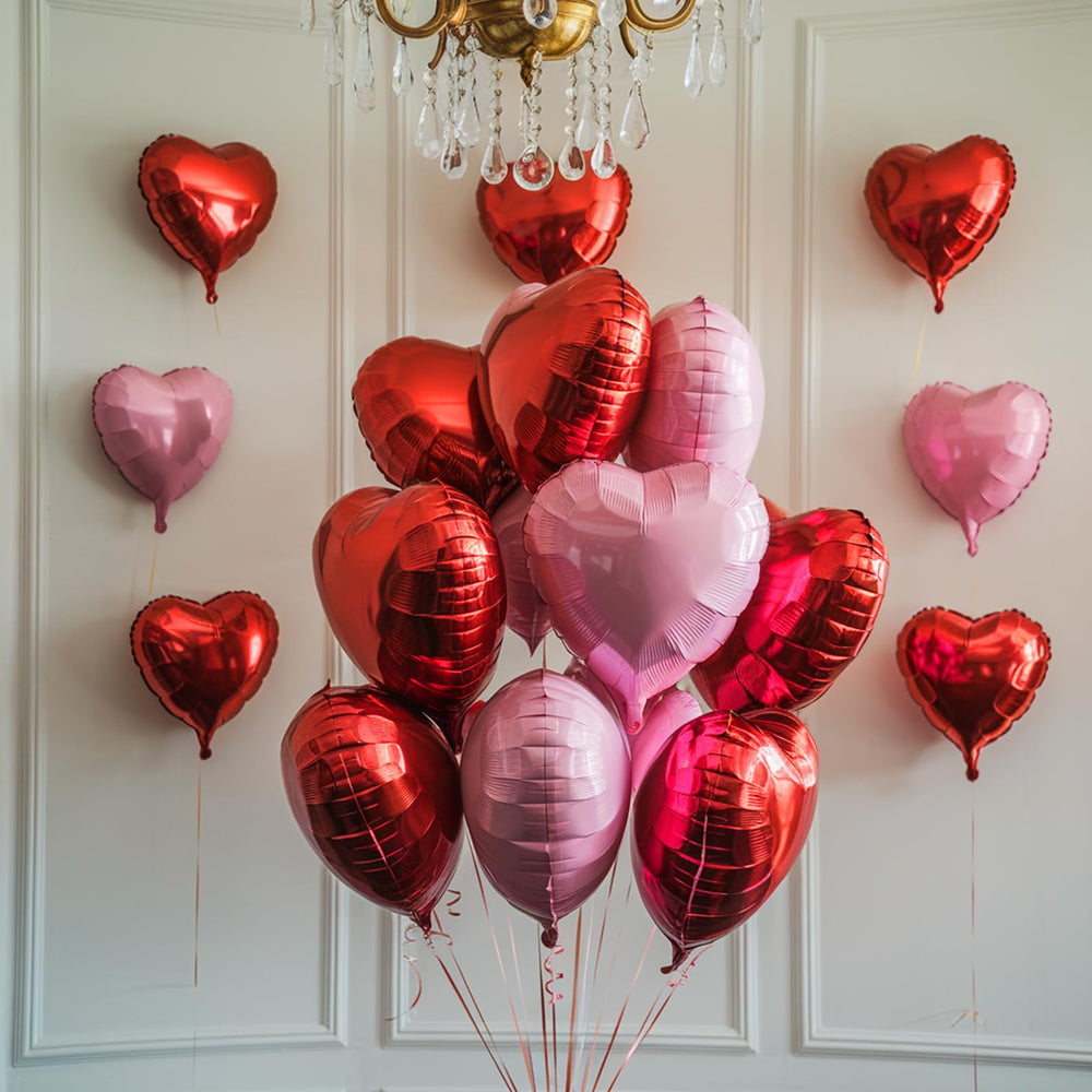 Vibzox pink heart balloons 10in foil to add playful color
