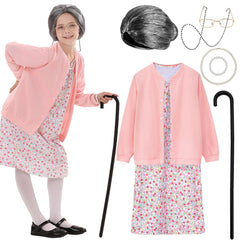 Vicamb old lady costume cardigan for kids; soft layer for cosplay