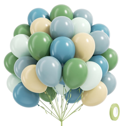 Vicduotex 60pcs blue and green balloons pack ready for festive dΓ©cor.