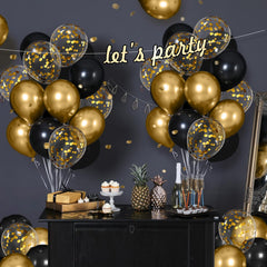 Vicduotex black-gold party setup idea for graduation or anniversary
