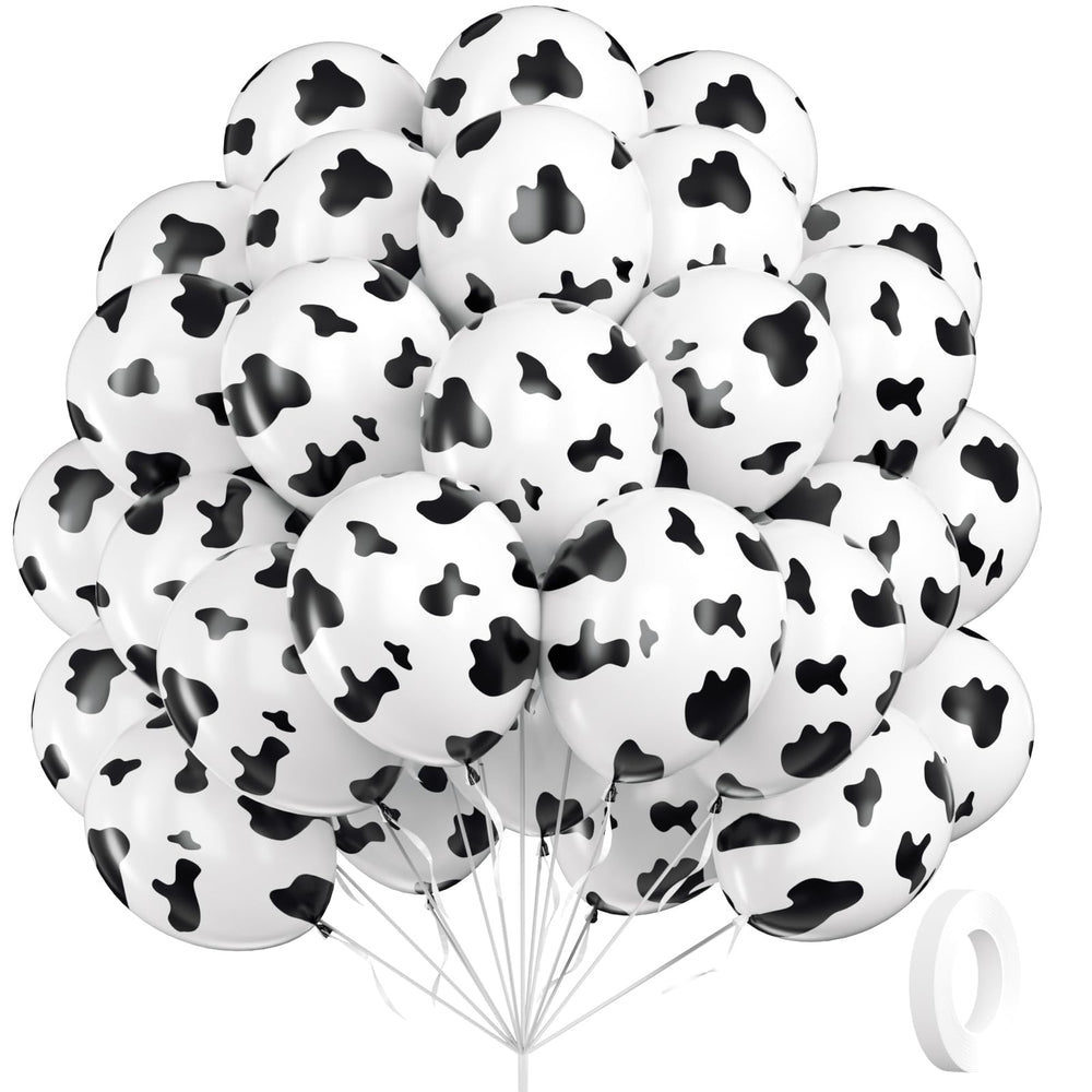 Vicduotex cow print balloons 12-inch for rustic western party decor.