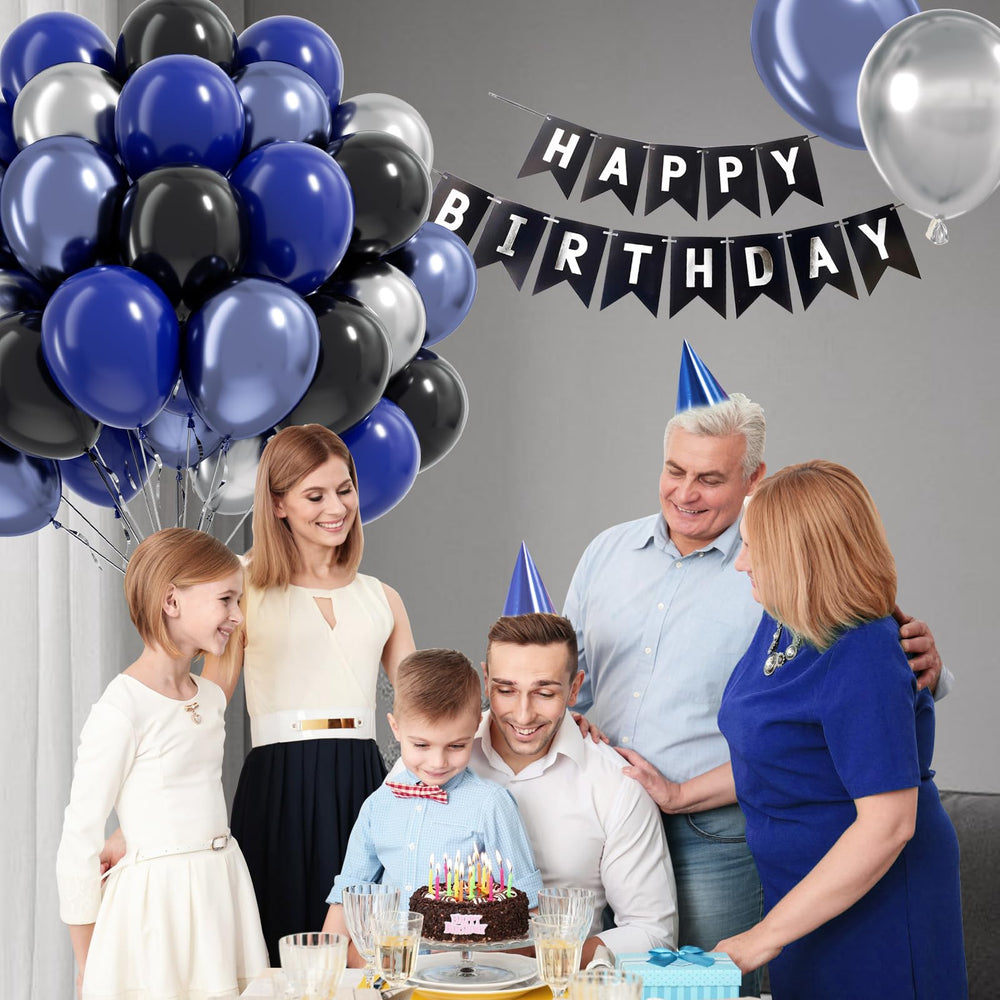 Vicduotex metallic blue and silver balloons catch light beautifully.