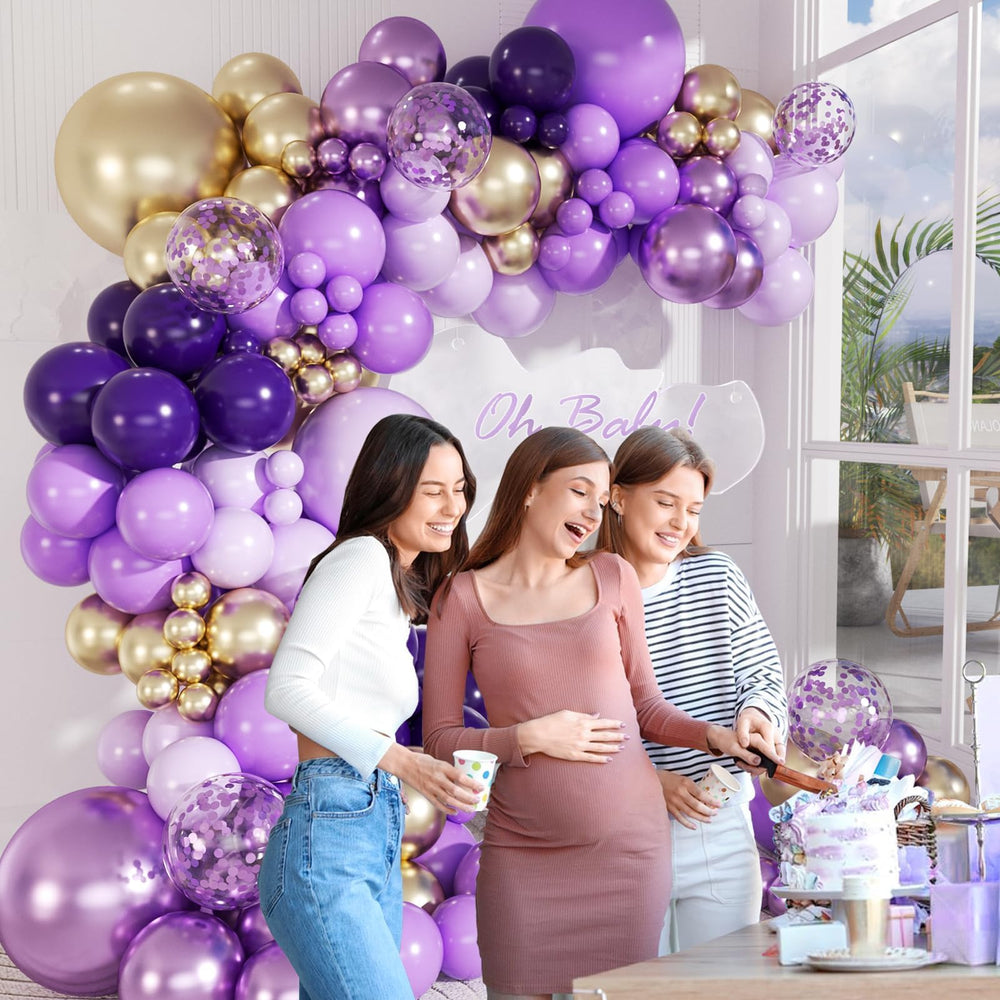 Vicduotex metallic purple 18inch balloon gleaming under party lights for a festive feel.