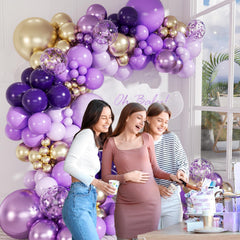 Vicduotex metallic purple 18inch balloon gleaming under party lights for a festive feel.