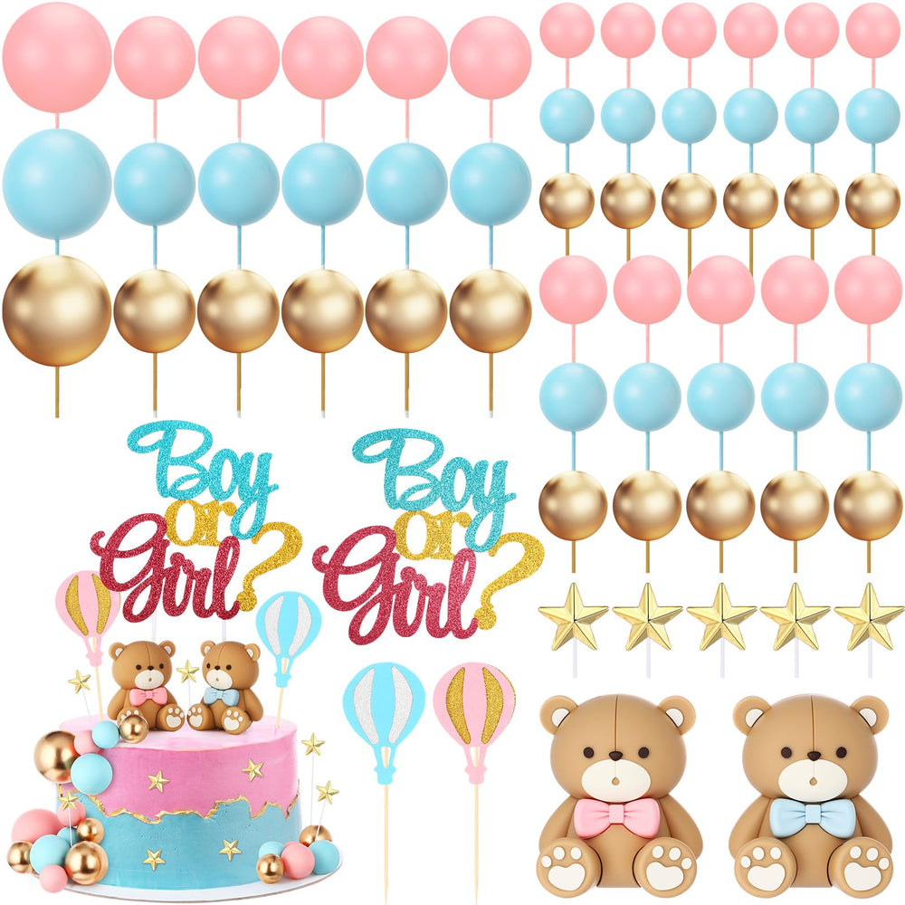 Vicenpal gender reveal topper with pink blue accents for a stylish centerpiece