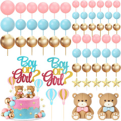 Vicenpal gender reveal topper with pink blue accents for a stylish centerpiece