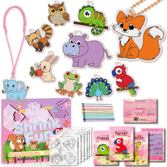 Vicentorra Shrink Fun forest animal shapes ready to color for quick, mess-free crafting.