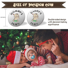 Vichona new-parents-decision-coin silver back shows DADDY'S TURN for playful decisions