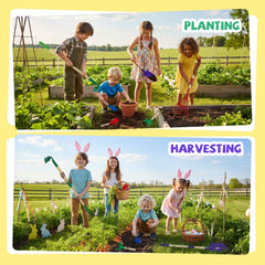 VICHTOP 9Pcs Kids Gardening Set with rake for comfortable outdoor use