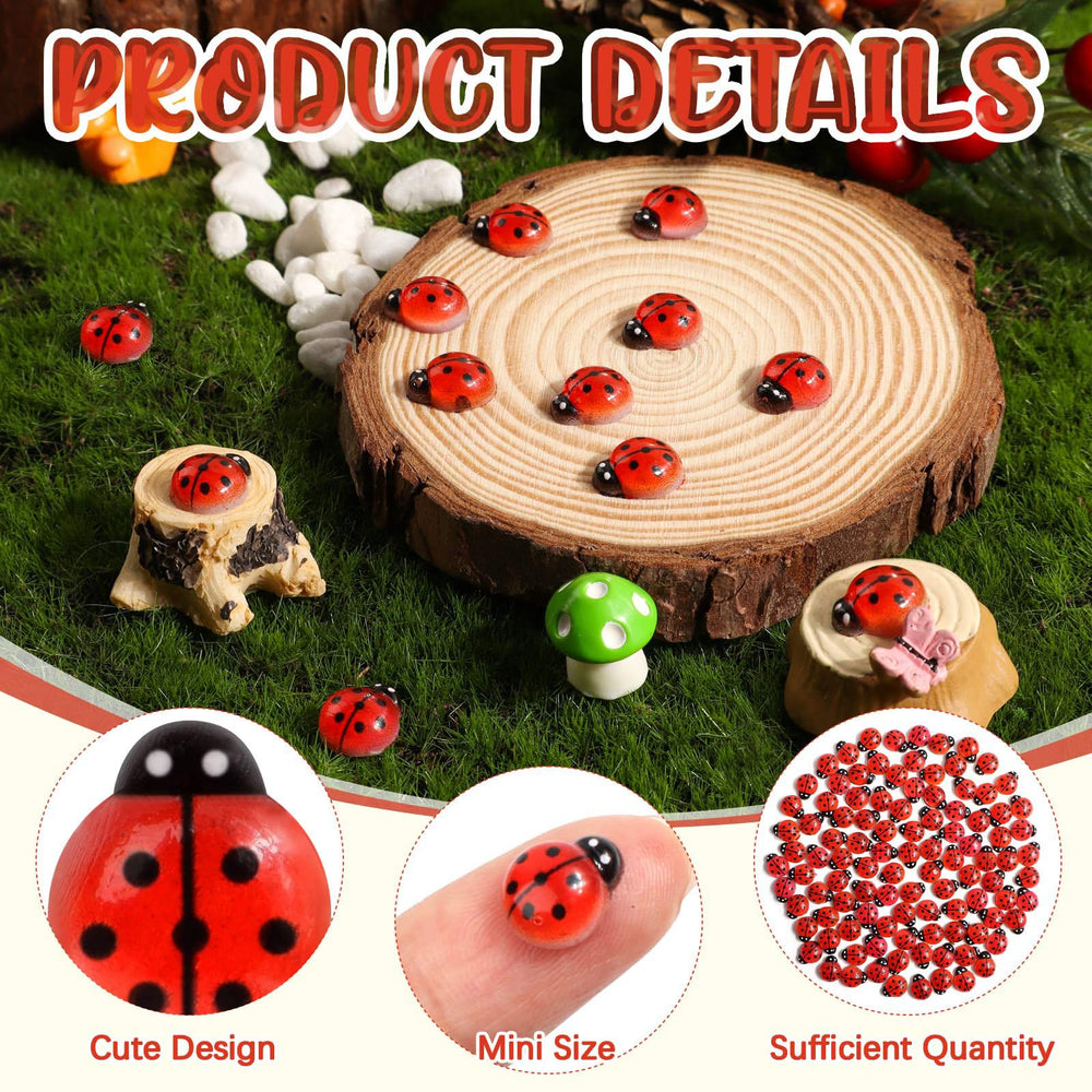 VICROIC dollhouse ladybugs figurines collection enhances tiny landscapes