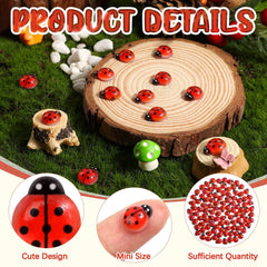 VICROIC dollhouse ladybugs figurines collection enhances tiny landscapes