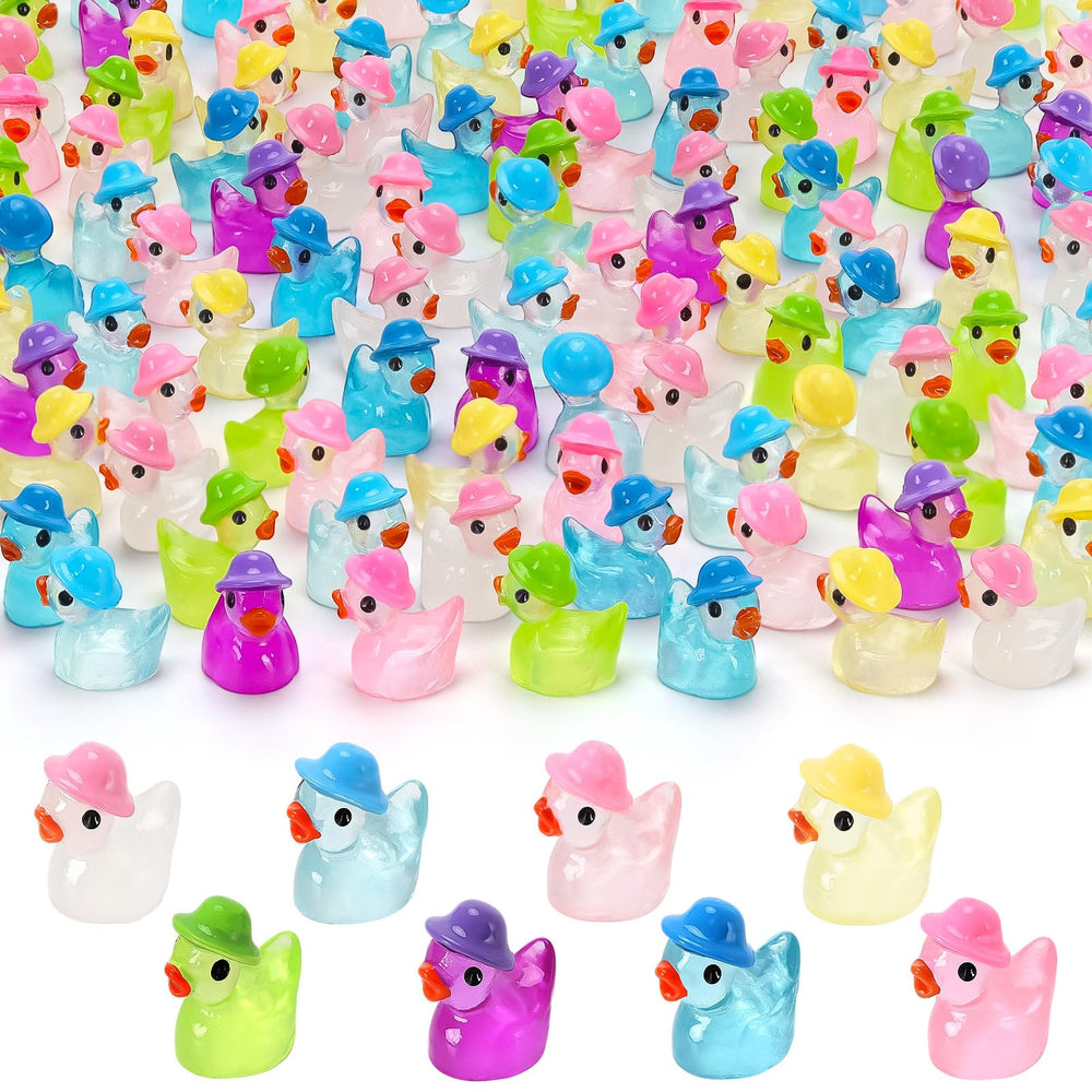 VICROIC glowing ducks wearing hats brighten dollhouses and miniature displays.