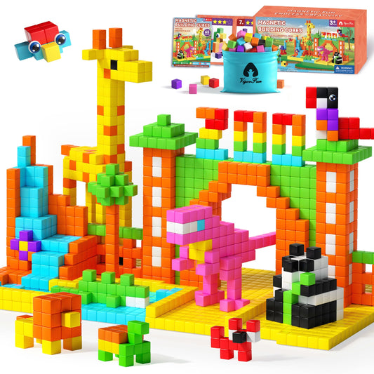VigorFun 65-pc magnetic blocks set stimulates creativity and color learning for kids.