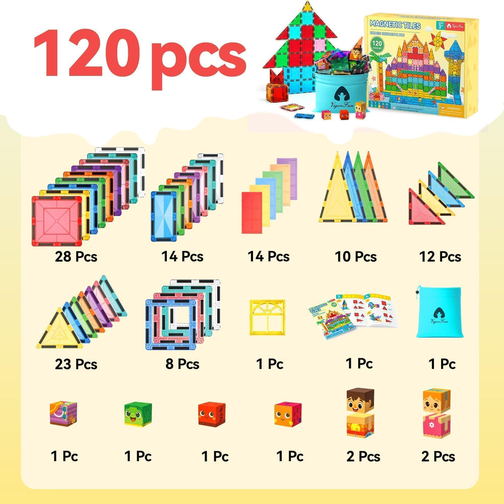 VigorFun magnetic blocks kit with eight pieces shown for construction play