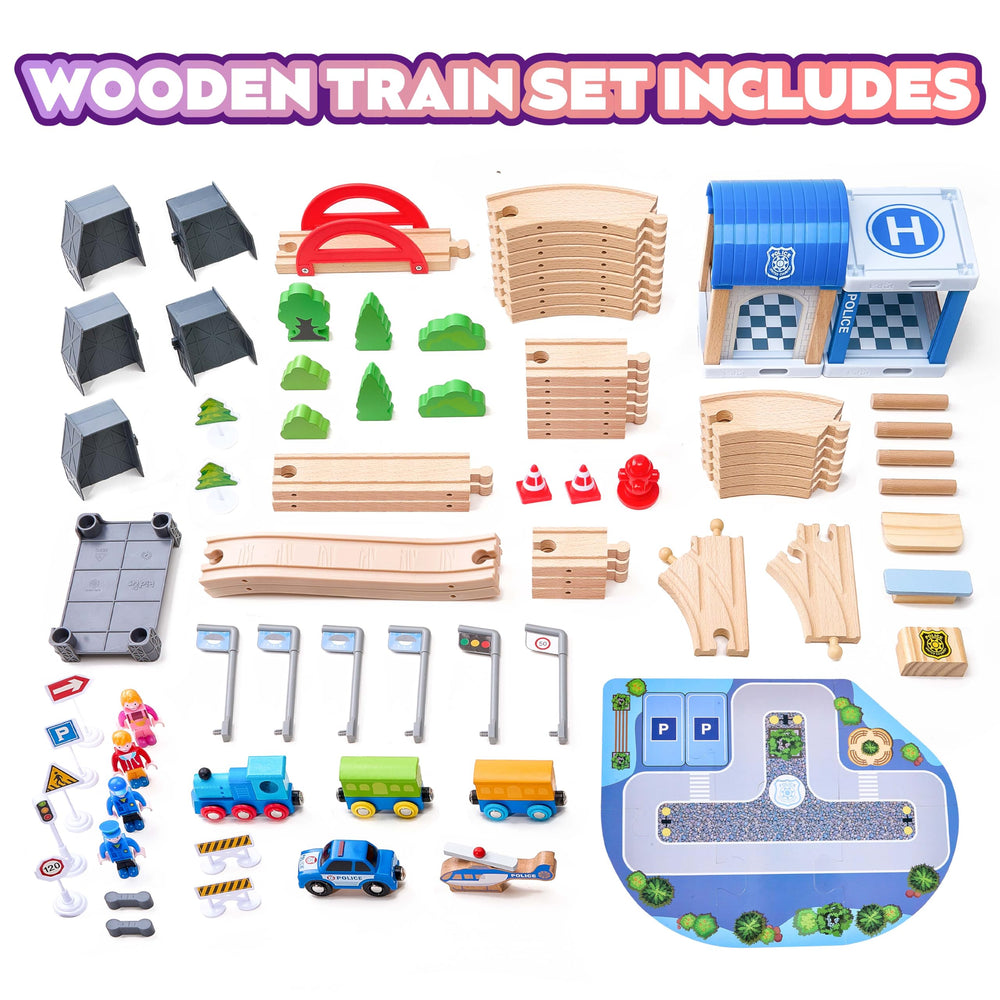VigorFun wooden train tracks assembly highlights durable, smooth pieces for safe play