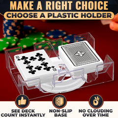 Durable clear plastic construction resists wear during long game nights