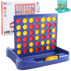 Vikutu 4-in-a-row blue board and pieces ready for family play.