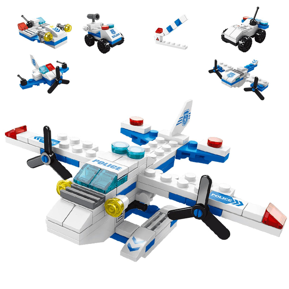 Vilbocr Sky Police airplane front view, 137-piece STEM set sparks imaginative play