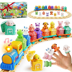 Vinkp Toddler Train Set locomotive with lights and sounds for imaginative play