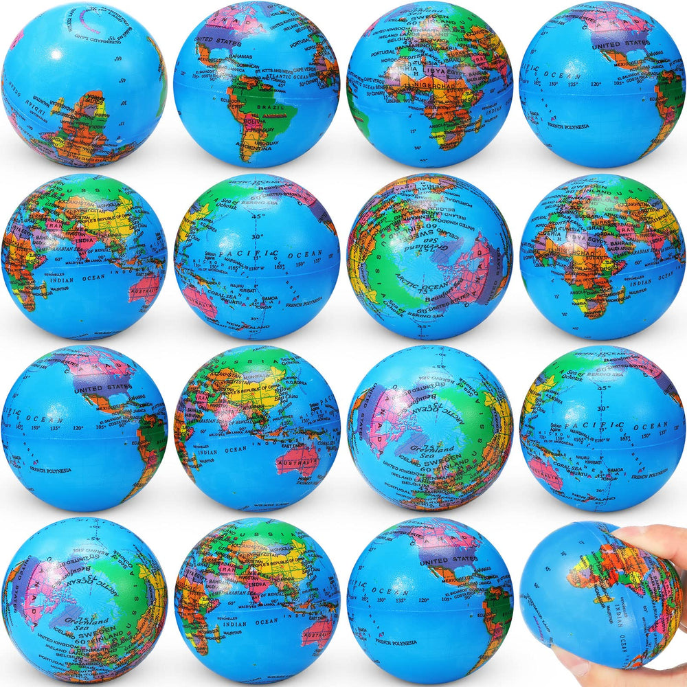 Vinsot globe squeeze ball blue 60-pack for stress relief and hand exercise.