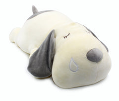 Vintoys dog hugging pillow gray front view for cuddling and comfort.