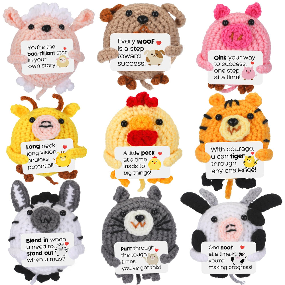 VioraWhite 9-pcs crochet farm animals set for desk decor and gifts