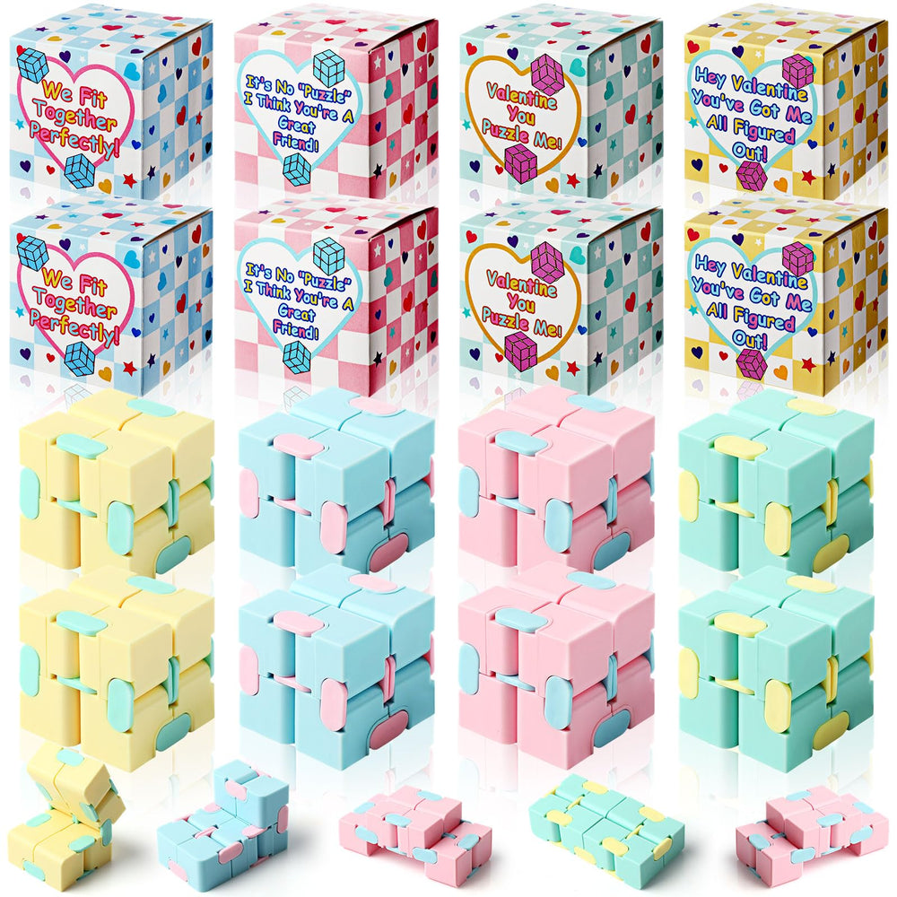 VioraWhite Valentines cubes bulk pack in four colors for easy gifting and play.