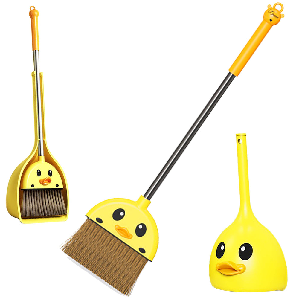 VIPAMZ mini broom and dustpan with yellow duck for kids, encouraging tidying.