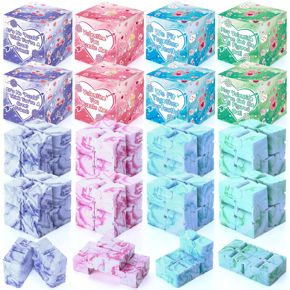 VioraWhite Valentines cubes in a colorful collection ready for gifting.
