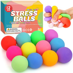 Viscoo 12-pack stress balls in bright colors neatly boxed for gifting and quick stress relief.