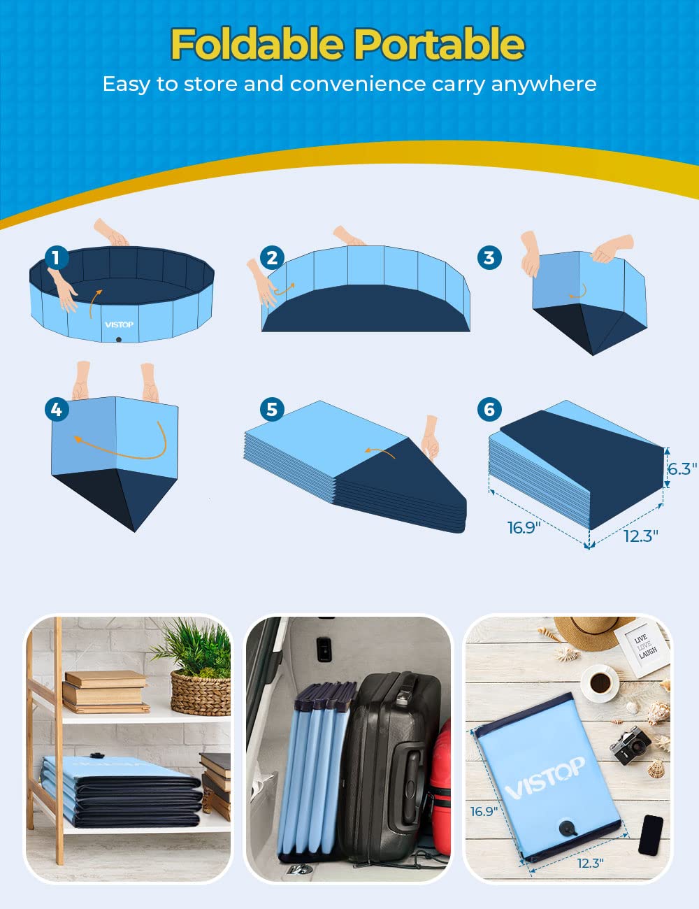 VISTOP pool suitable as dog bath, whelping pool, or kiddie pool