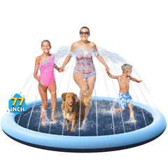 VISTOP non-slip splash pad 77inch blue border for safe outdoor kids play