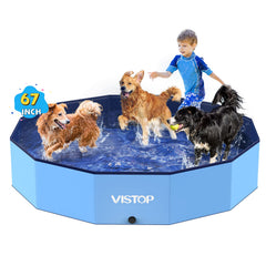 VISTOP XXL foldable dog pool front view showing durable shell for long-lasting use