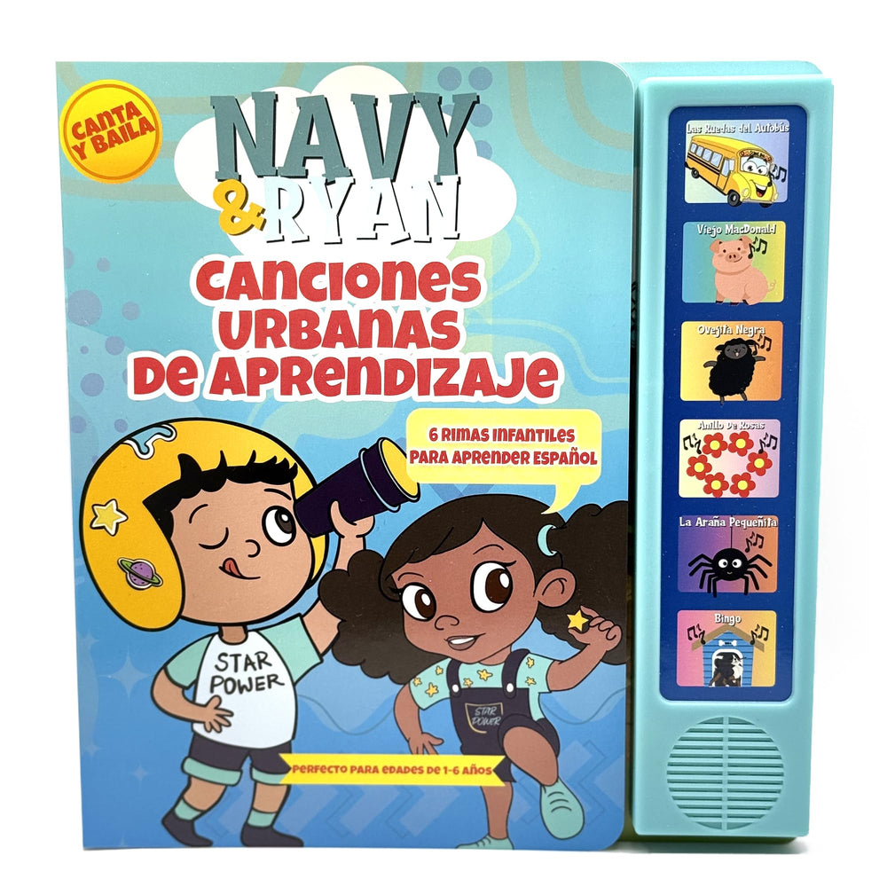 Vitastars Spanish Hip-Hop Nursery Rhymes book cover with vibrant art to spark early language curiosity.
