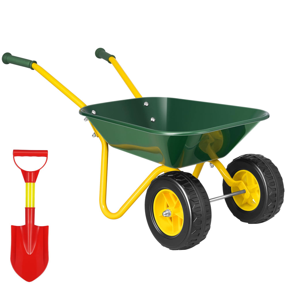 VIVOHOME Kids Wheelbarrow front view showing sturdy frame for outdoor play