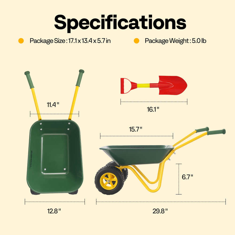 VIVOHOME green wheelbarrow gift-ready for birthdays