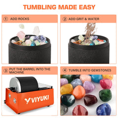 VIYUKI Rock Tumbler Kit rocks and grit included for immediate polishing projects.