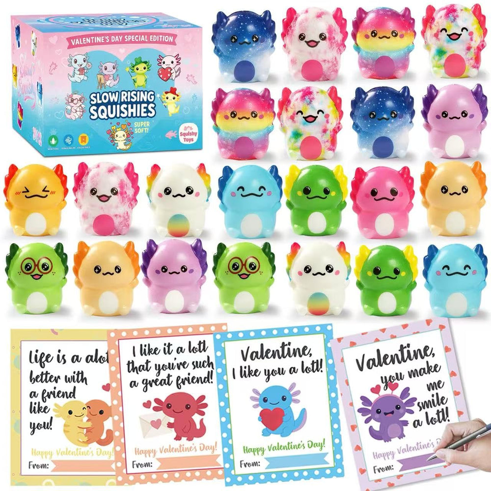 Vkovnis Valentines Axolotl Squishies pack brings smiles and calming fun for kids.
