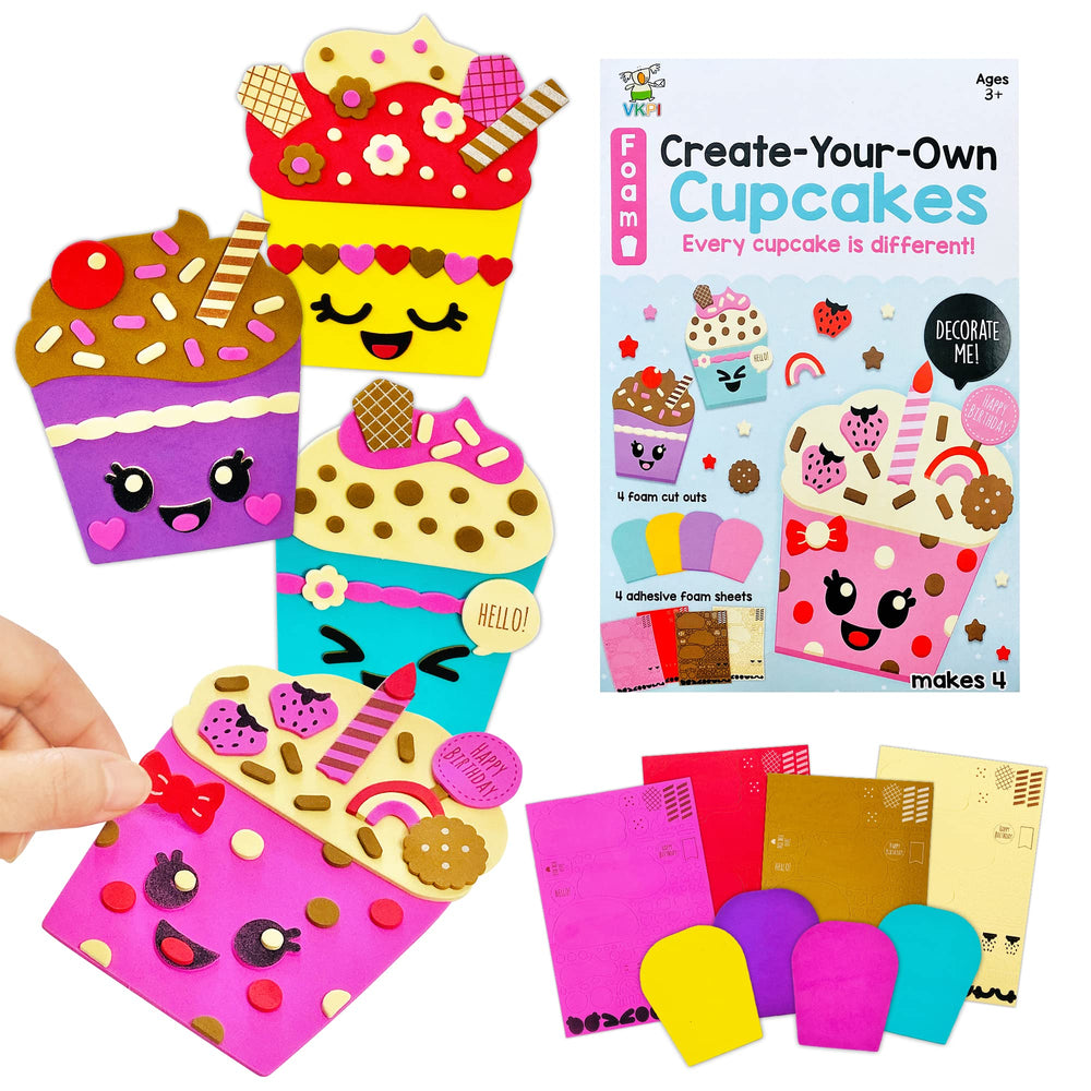 VKPI 4-piece EVA foam art kit contents for imaginative cupcake crafts at home