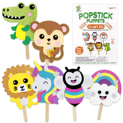VKPI Make 6 Popstick Puppets Craft Kit with colorful foam shapes for creative play
