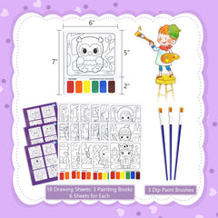 VKPI watercolor pages with patterns, ideal for practicing color recognition.
