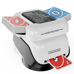 Vlkslasy 2-in-1 shuffler-dealer front view in white for quiet, reliable card handling.