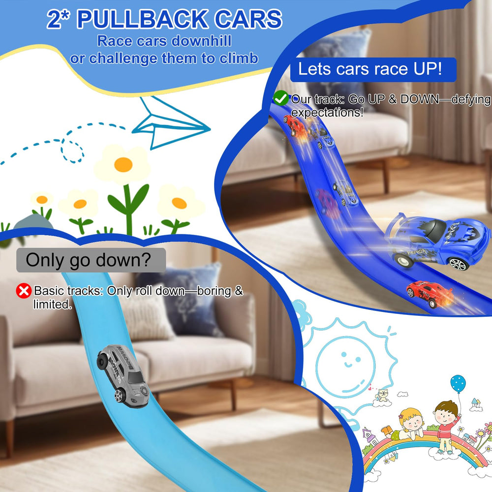 Vlkslasy portable roll-up track designed for travel.
