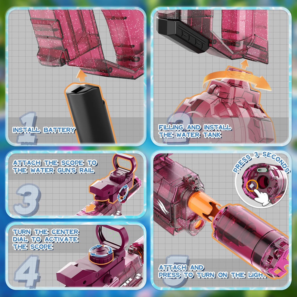 Vmiya water gun offers about 30 minutes of continuous play on full charge.