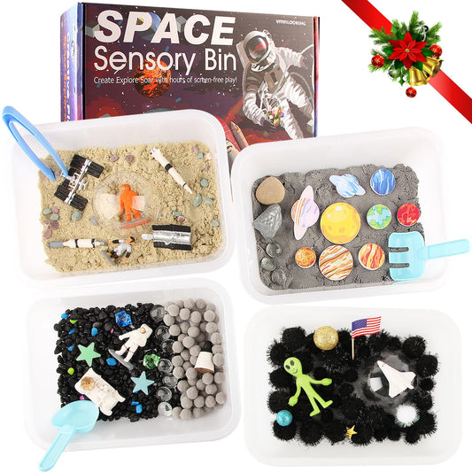 VMNlooking Space Bin Planets Collection enhances tactile exploration and imaginative play.