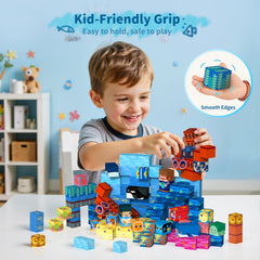VNLINA magnetic cubes connect securely, boosting spatial reasoning during playtime.