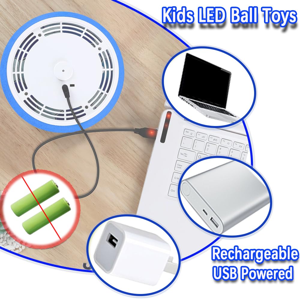VNVDFLM hover soccer ball blue soft foam bumper protects kids and furniture.