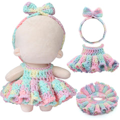 Voccim crochet flower dress for 17cm doll, ideal for imaginative dress-up play